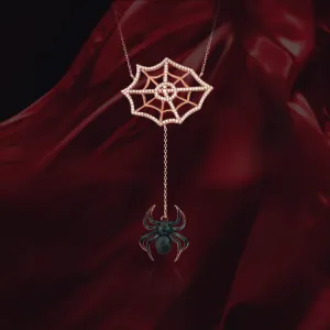 Small Burnt Web Spider Drop Necklace