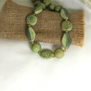 Socially Aware Kazuri Necklace in Green fair trade Beads