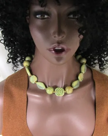 Socially Aware Kazuri Necklace in Green fair trade Beads