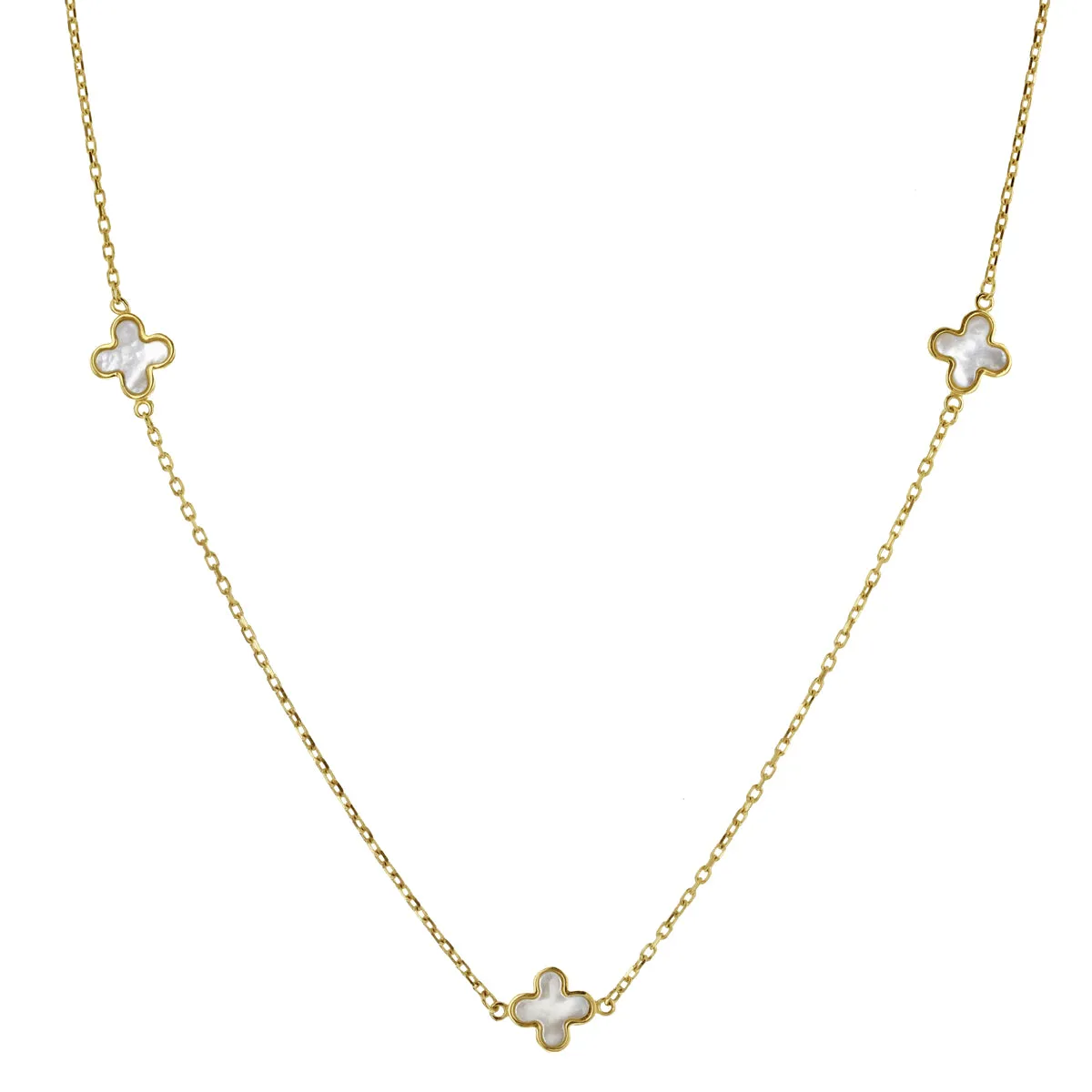 Soleil Collection 16"-17" Petal Mother Of Pearl Necklace | 9K Solid Yellow Gold