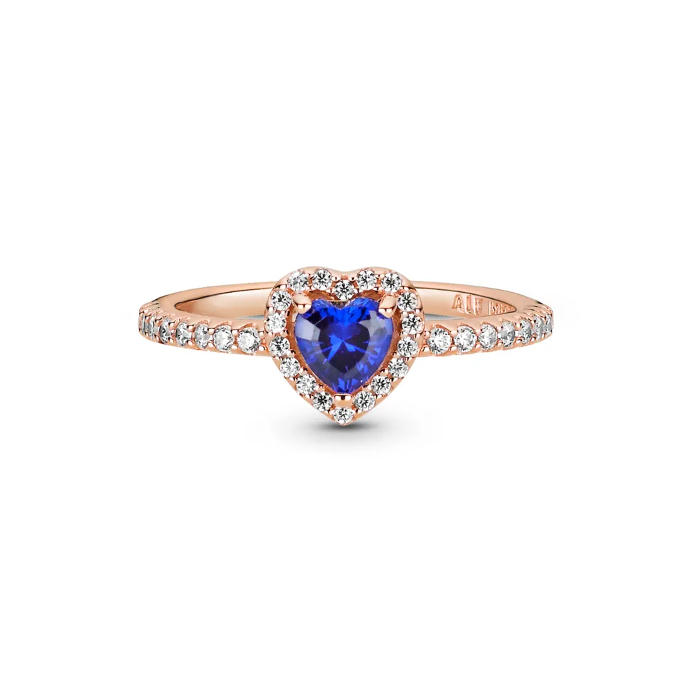 Sparkling Blue Elevated Heart Ring