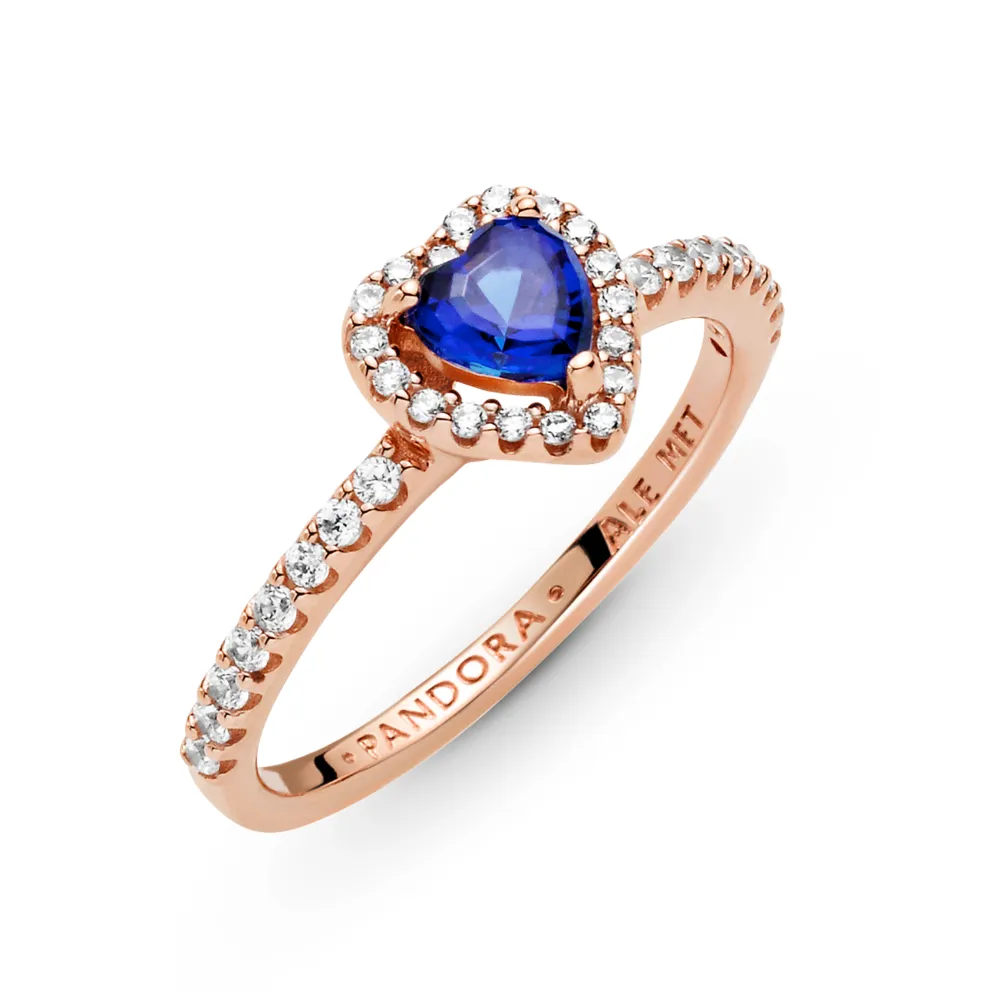 Sparkling Blue Elevated Heart Ring