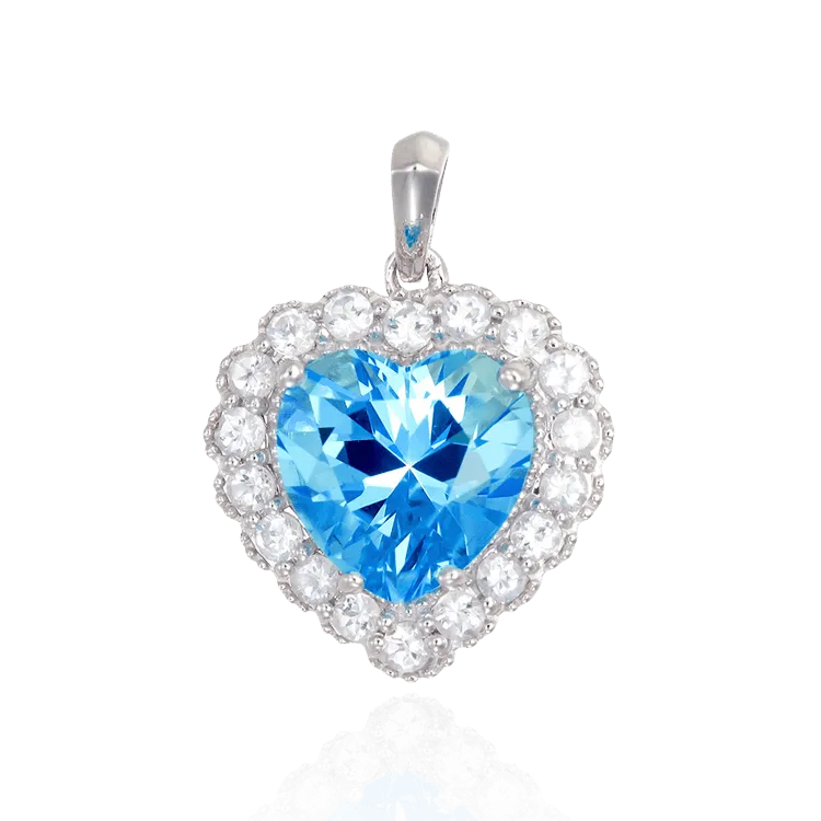 Sparkling Heart Passion Topaz Pendant with Halo