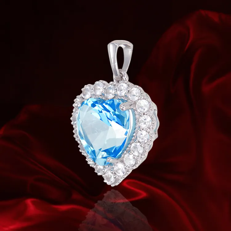 Sparkling Heart Passion Topaz Pendant with Halo