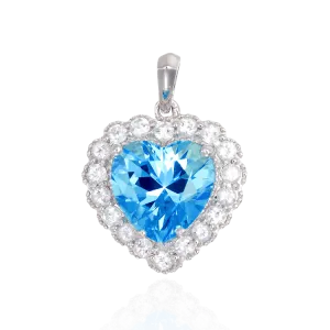 Sparkling Heart Passion Topaz Pendant with Halo