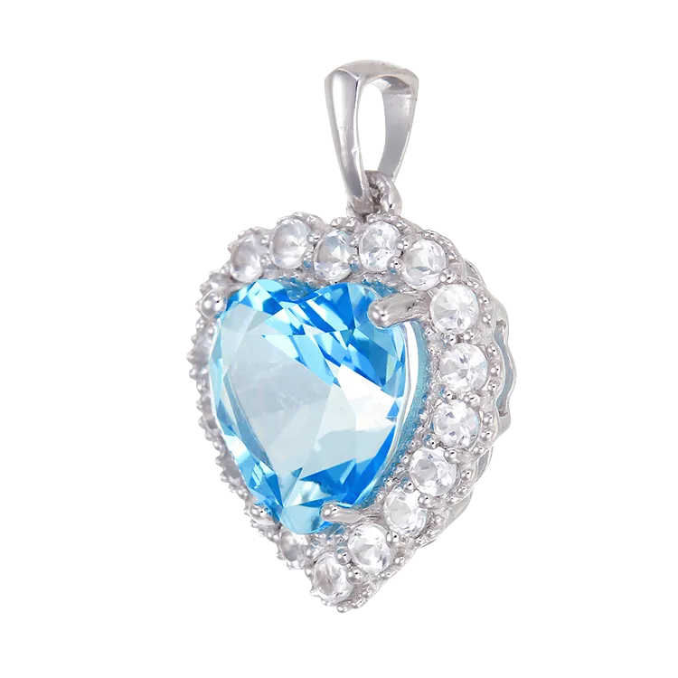 Sparkling Heart Passion Topaz Pendant with Halo