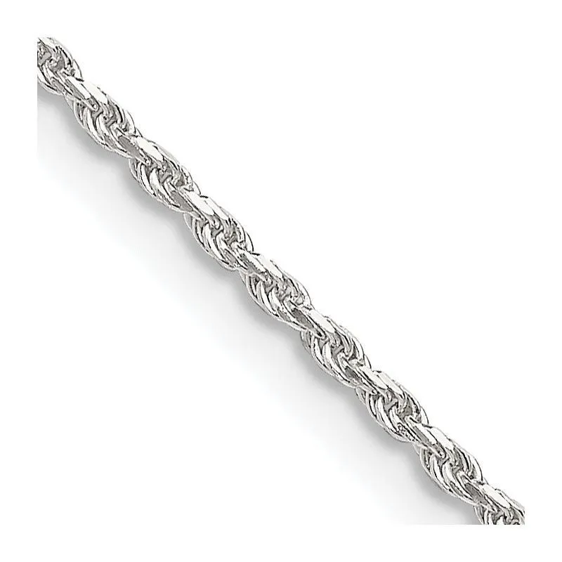 Sterling Silver 1.5mm Diamond-cut Rope Chain Necklace w/2in ext.