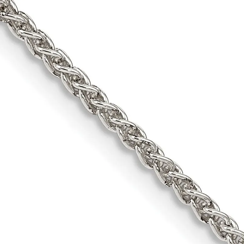 Sterling Silver 1.75mm Round Spiga Chain Necklace w/2in ext.