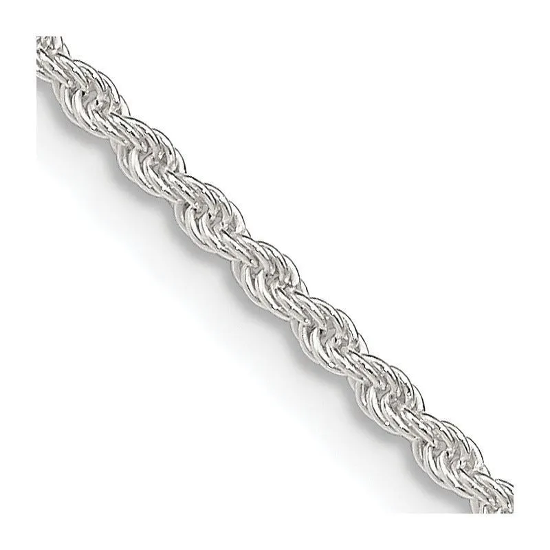 Sterling Silver 1.8mm Solid Rope Chain Necklace