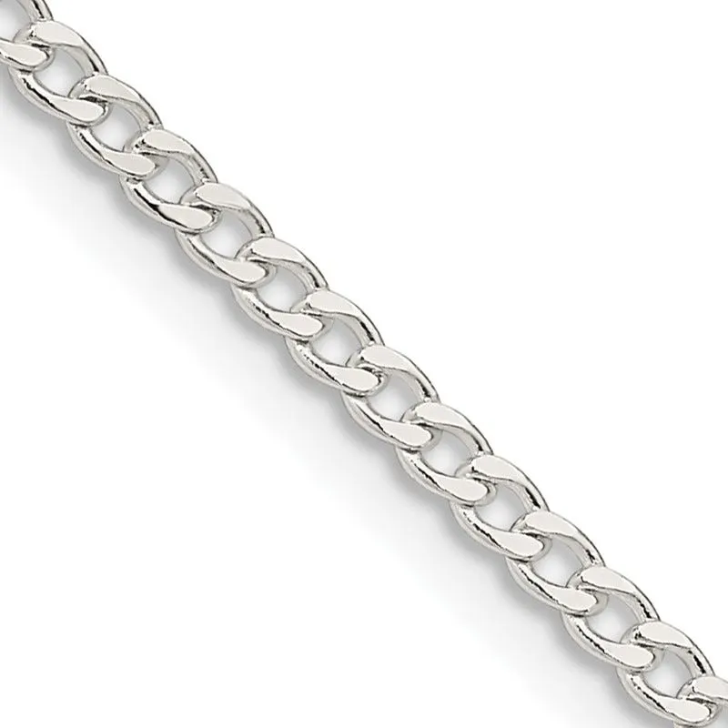 Sterling Silver 2.3mm Beveled Curb Chain Necklace