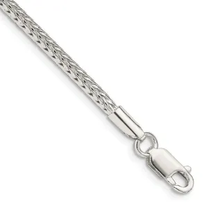 Sterling Silver 2.5mm Diamond-cut Round Franco Chain Bracelet