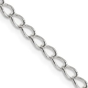 Sterling Silver 3mm Half Round Wire Open Curb Chain Necklace