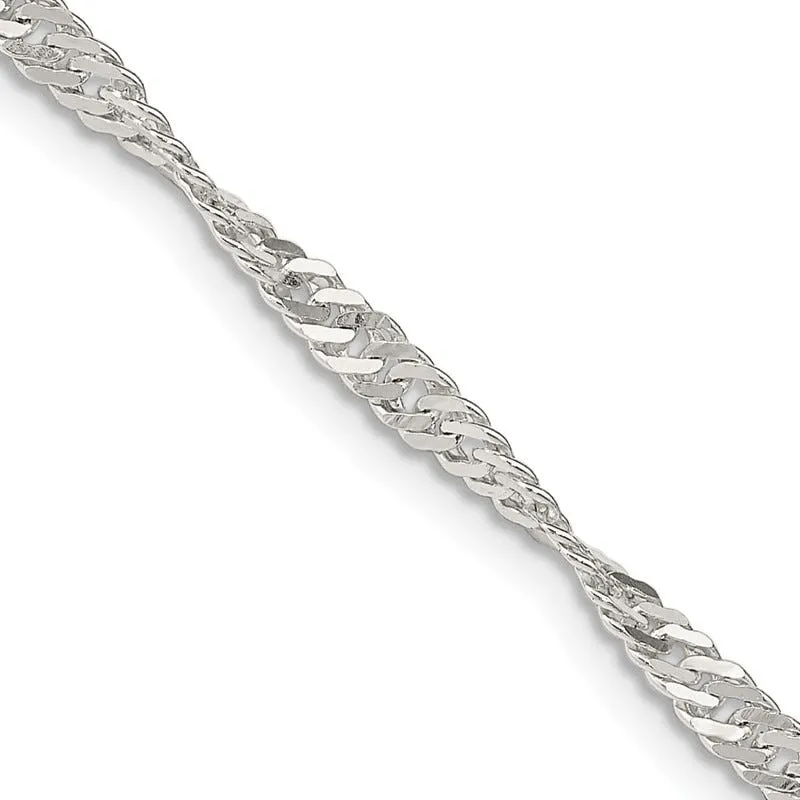 Sterling Silver 3mm Singapore Chain Necklace