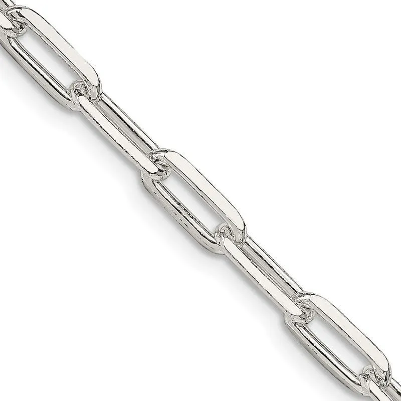 Sterling Silver 4.25mm Elongated Open Link Chain Necklace