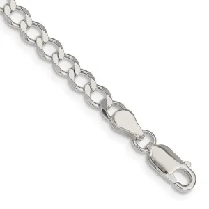 Sterling Silver 4.5mm Semi-solid Flat Curb Chain Bracelet