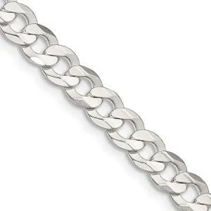 Sterling Silver 5.65mm Concave Beveled Curb Chain Necklace