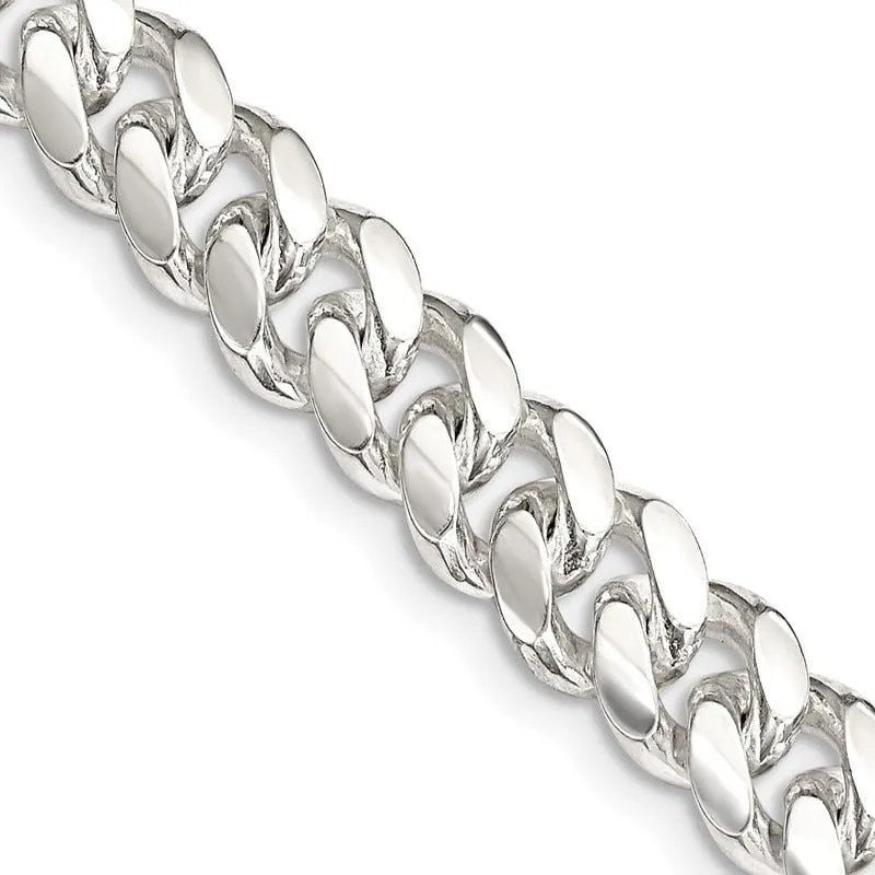 Sterling Silver 7.8mm Polished Domed Curb Chain Necklace