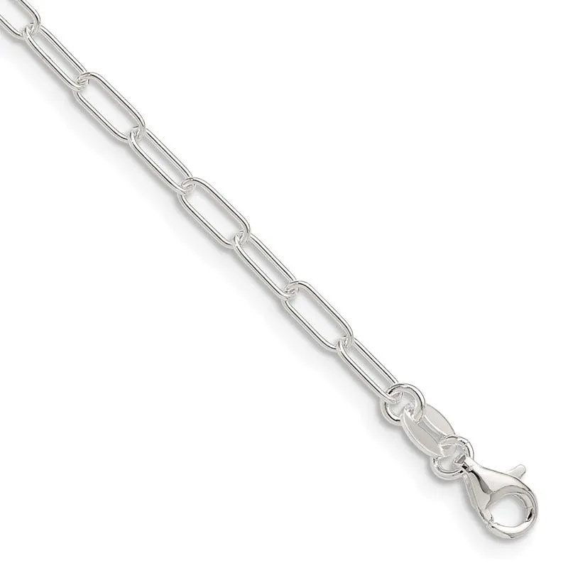 Sterling Silver Polished 4.5mm Elongated Cable Chain Necklace