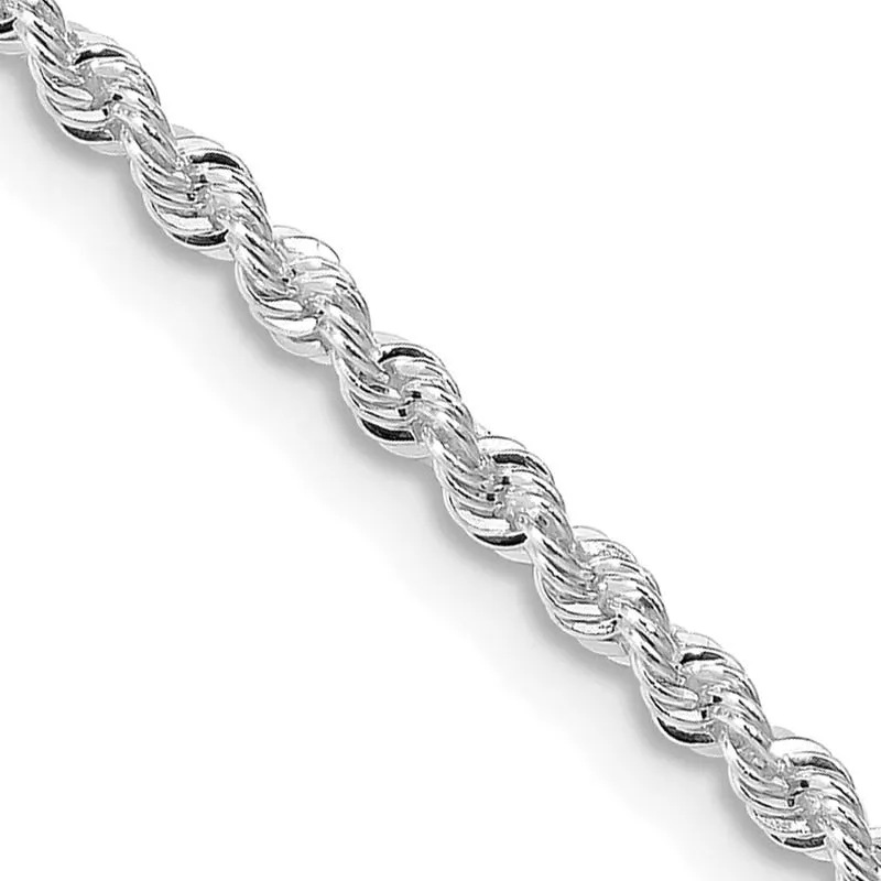 Sterling Silver Rhodium-plated 2.3mm Solid Rope Chain Necklace