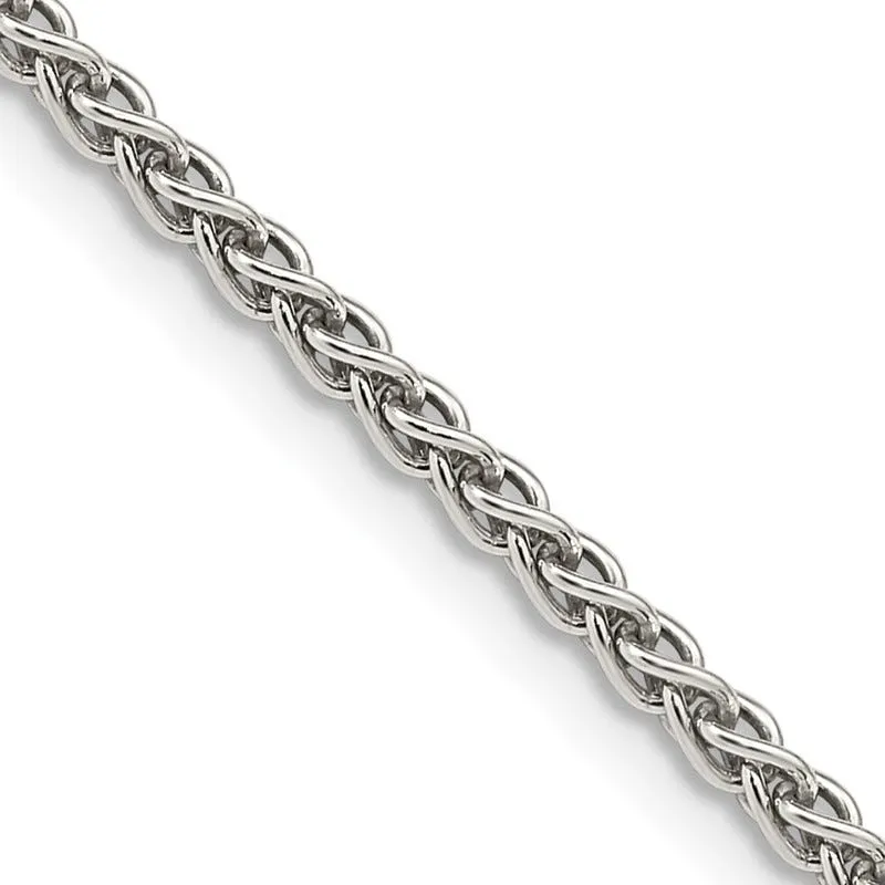 Sterling Silver Rhodium-plated 2.5mm Round Spiga Chain Necklace