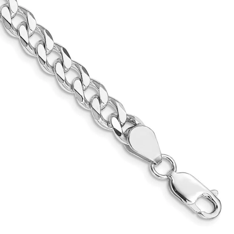 Sterling Silver Rhodium-plated 7mm Curb Chain Bracelet