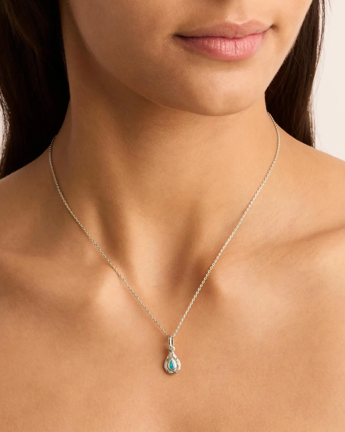 Sterling Silver With Love Birthstone Annex Link Pendant - December