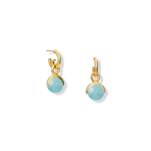 Stirrup Earrings Drops Yellow Gold - Aquamarine