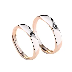 Sun and Moon Silver Couple Rings