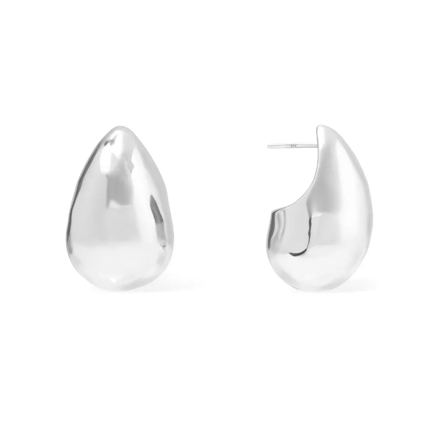 Teardrop Classic Silver 30mm Stud Earrings