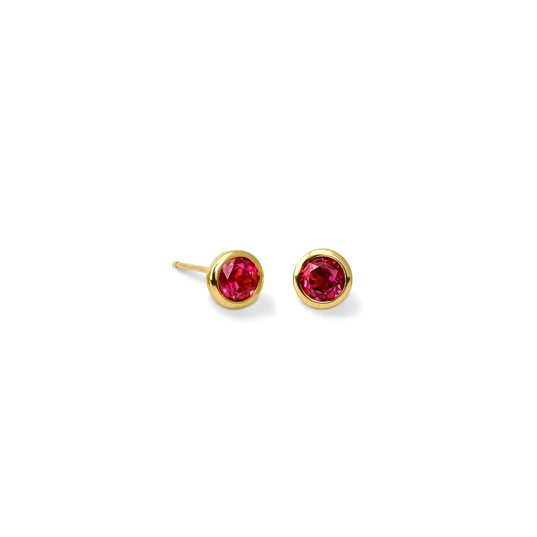 Theresa Stud Earrings Yellow Gold - Garnet