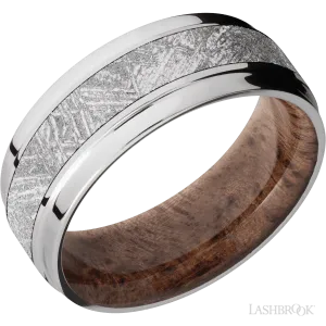 Titanium with Polish Finish and Meteorite Inlay and Pyinmaburl - 8MM