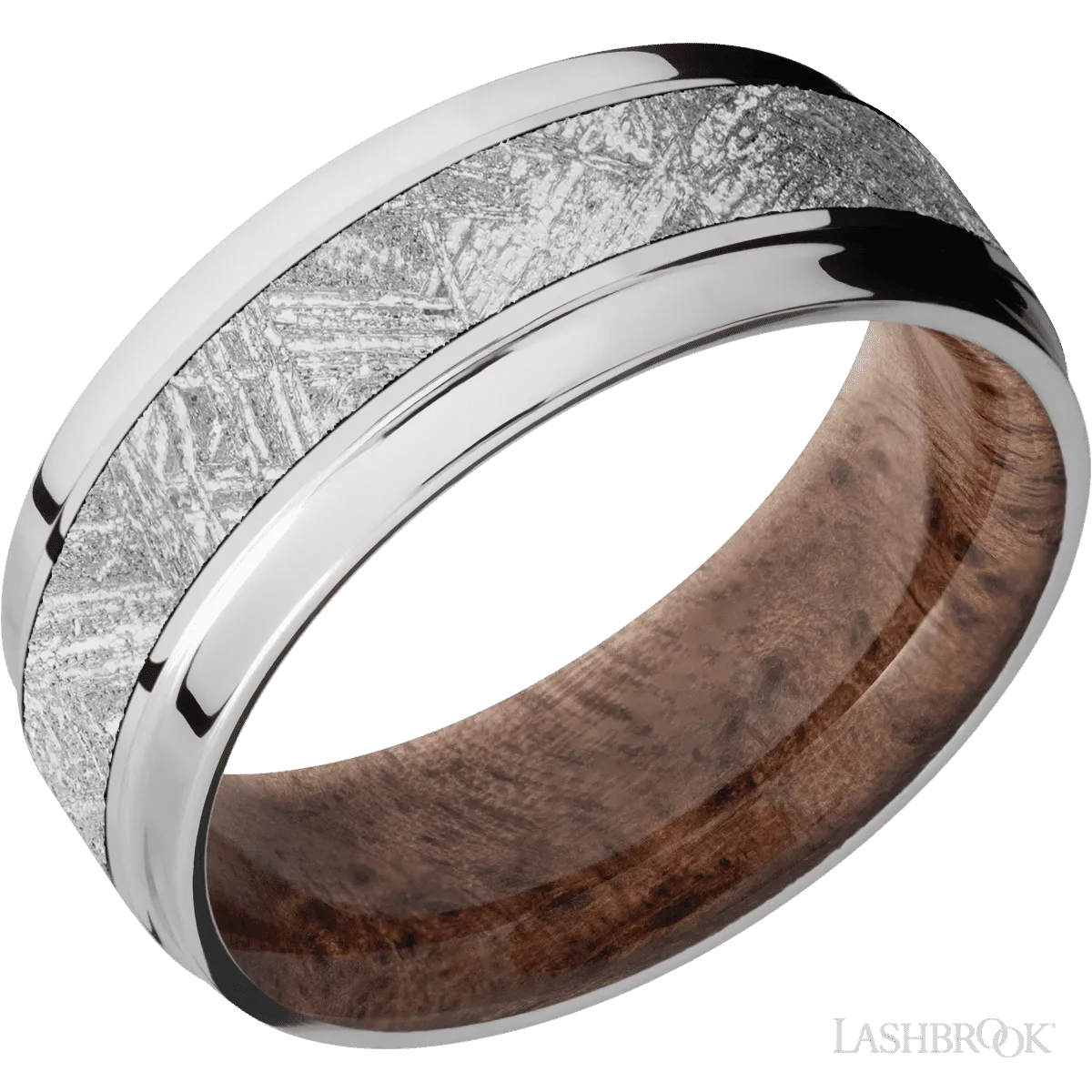 Titanium with Polish Finish and Meteorite Inlay and Pyinmaburl - 8MM