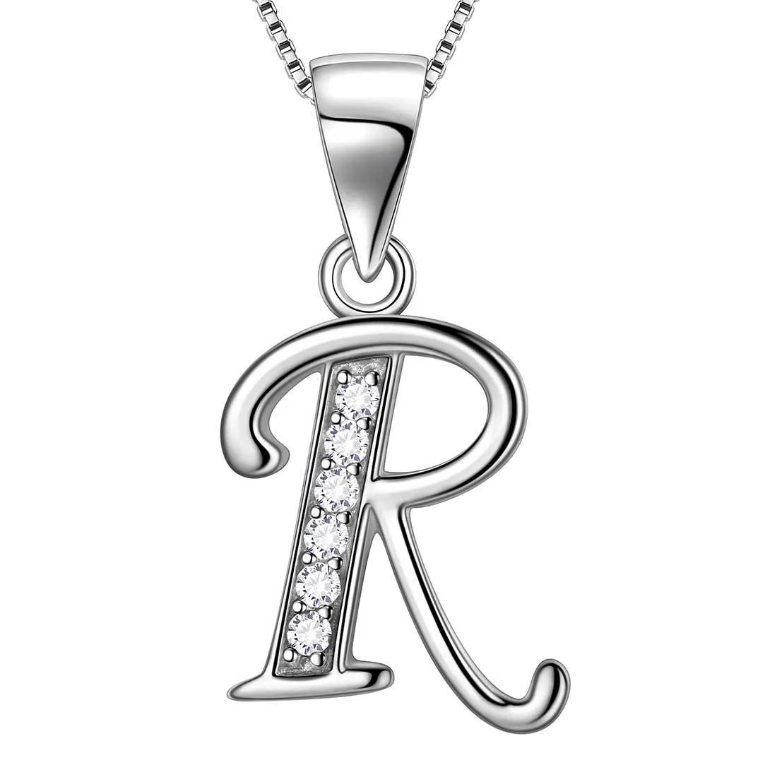 Tokyo Mart Letter R Initial Necklaces Pendant Women Men Name Jewelry Gift 925 Silver