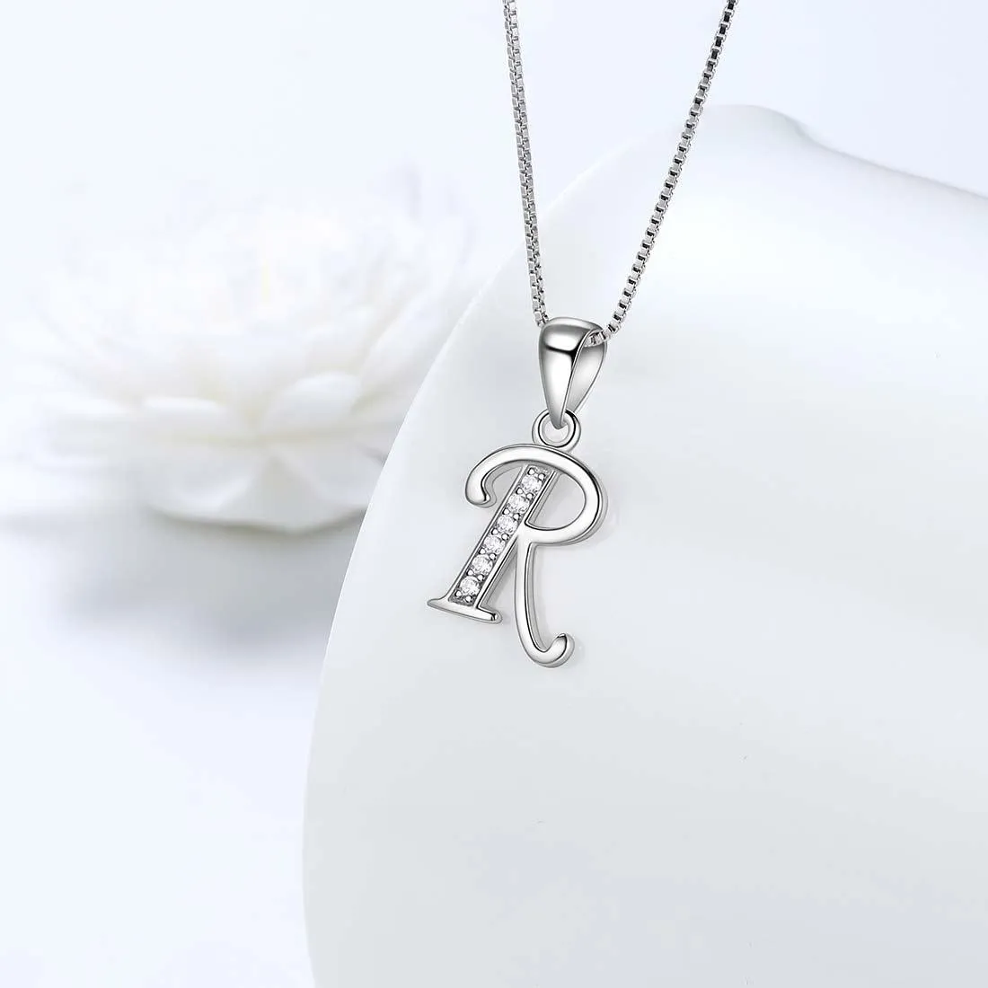 Tokyo Mart Letter R Initial Necklaces Pendant Women Men Name Jewelry Gift 925 Silver