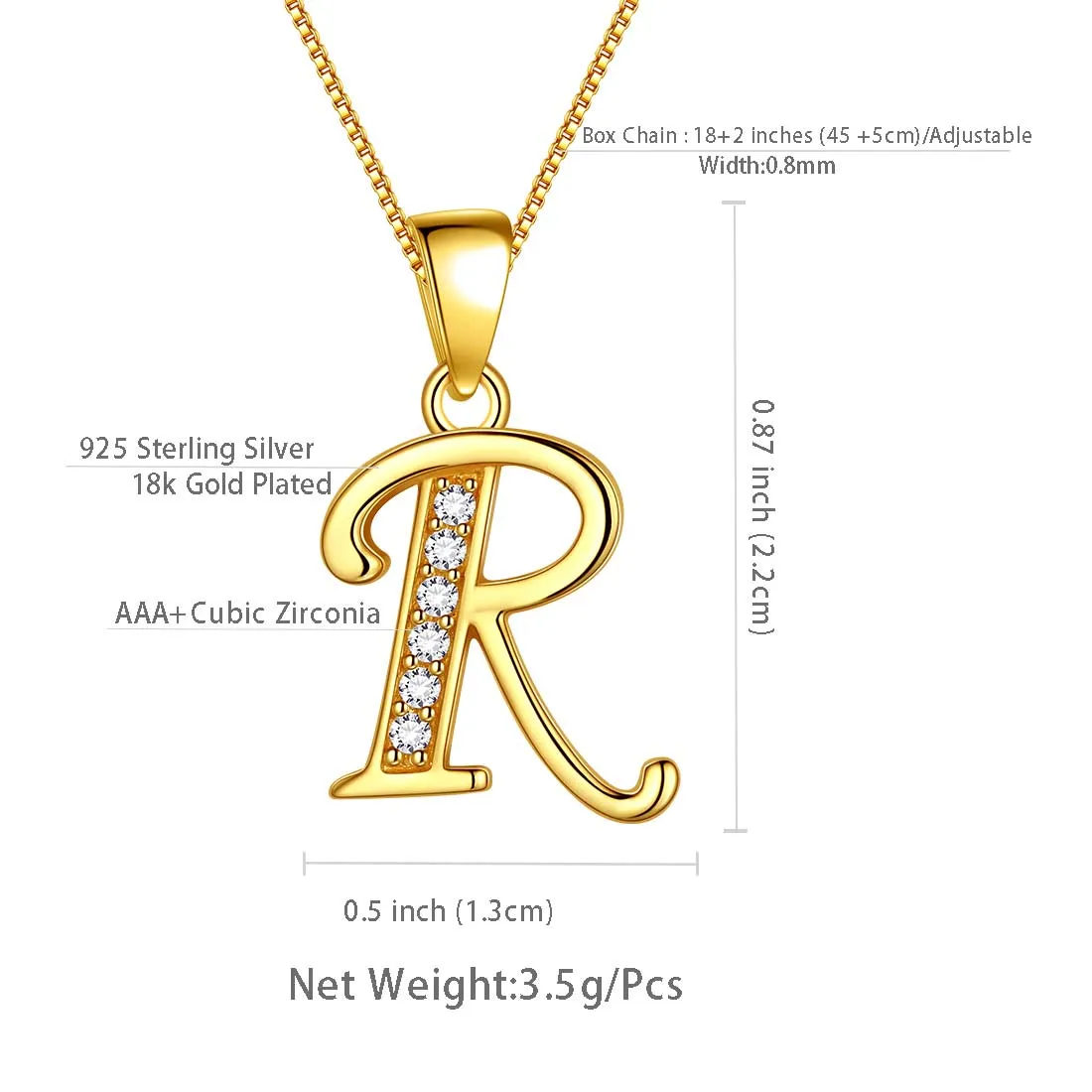 Tokyo Mart Letter R Initial Necklaces Pendant Women Men Name Jewelry Gift 925 Silver