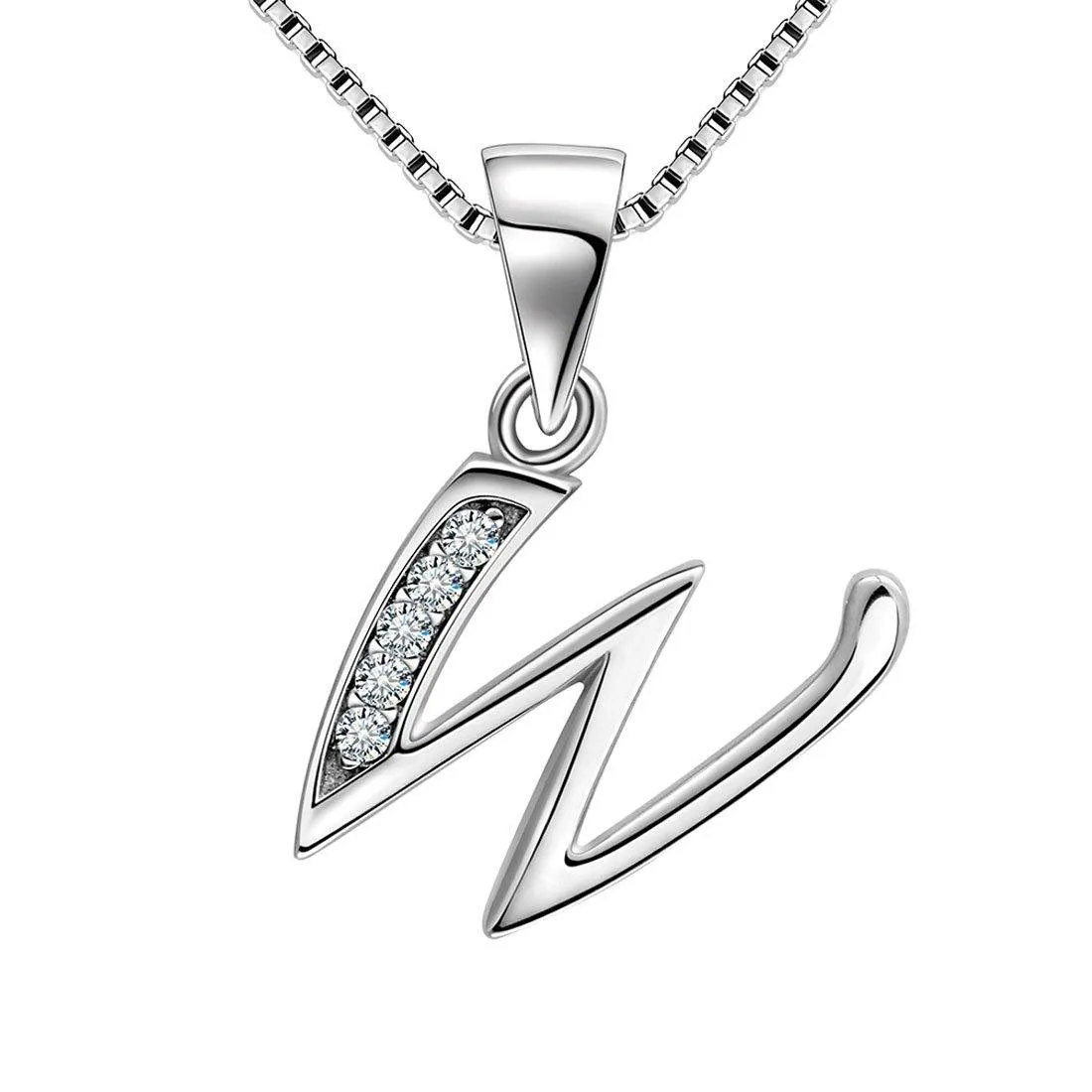 Tokyo Mart Letter W Initial Necklaces Pendant Women Men Name Jewelry Gift 925 Silver