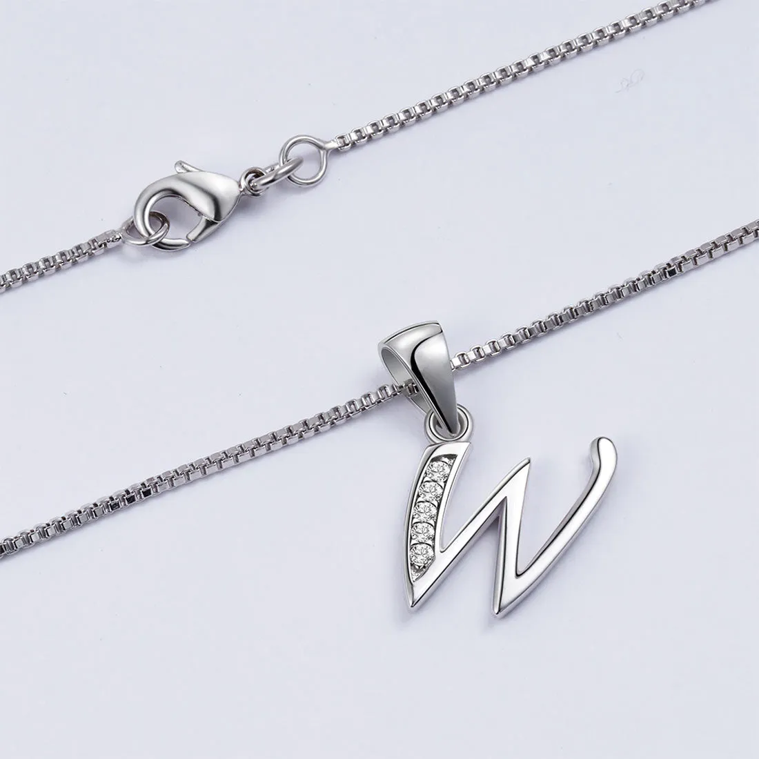 Tokyo Mart Letter W Initial Necklaces Pendant Women Men Name Jewelry Gift 925 Silver