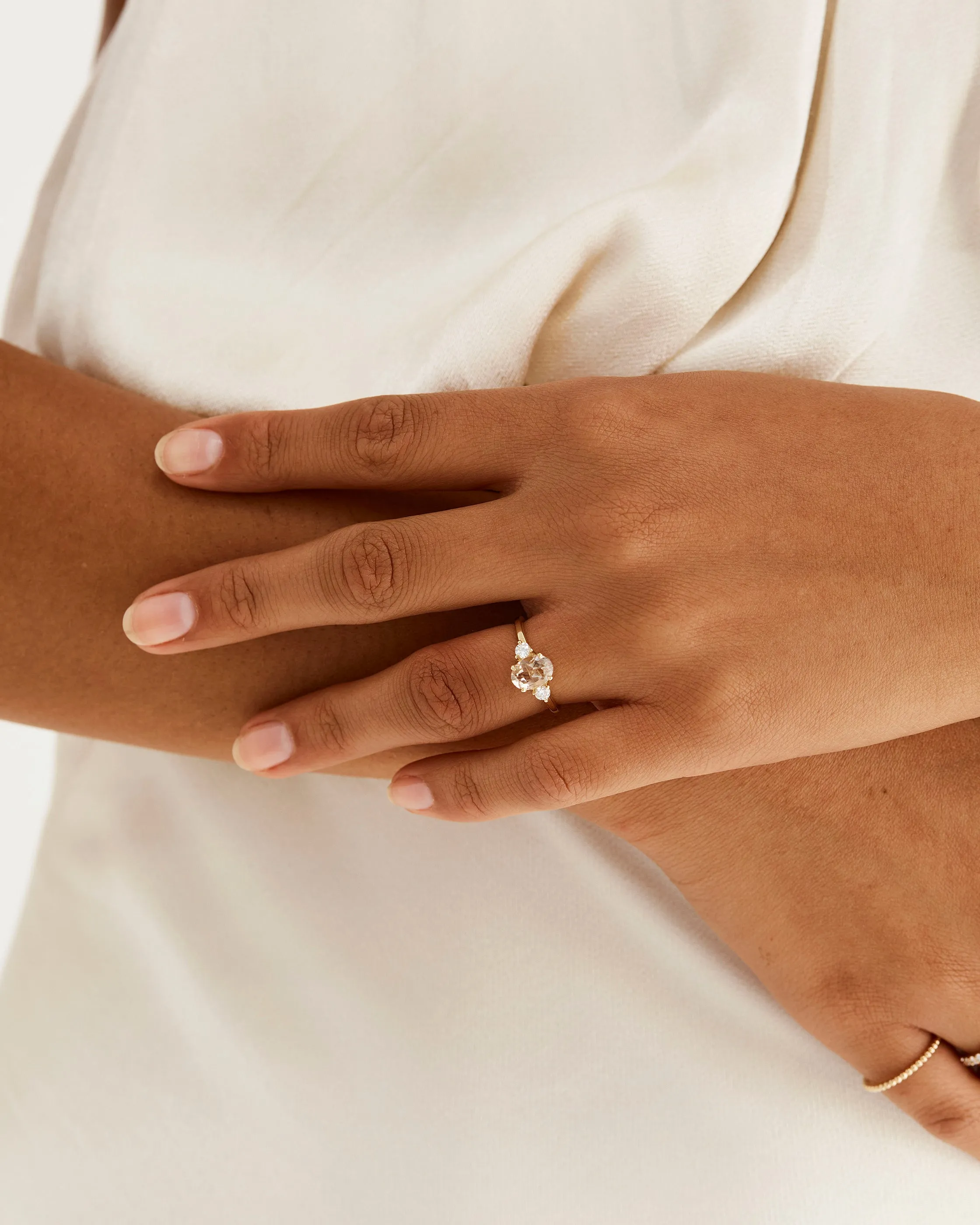 Una Oval Trio Ring | Rutilated Quartz & Diamonds