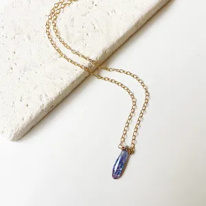 Unique purple Kyanite Choker Necklace in Gold  (17 inch)