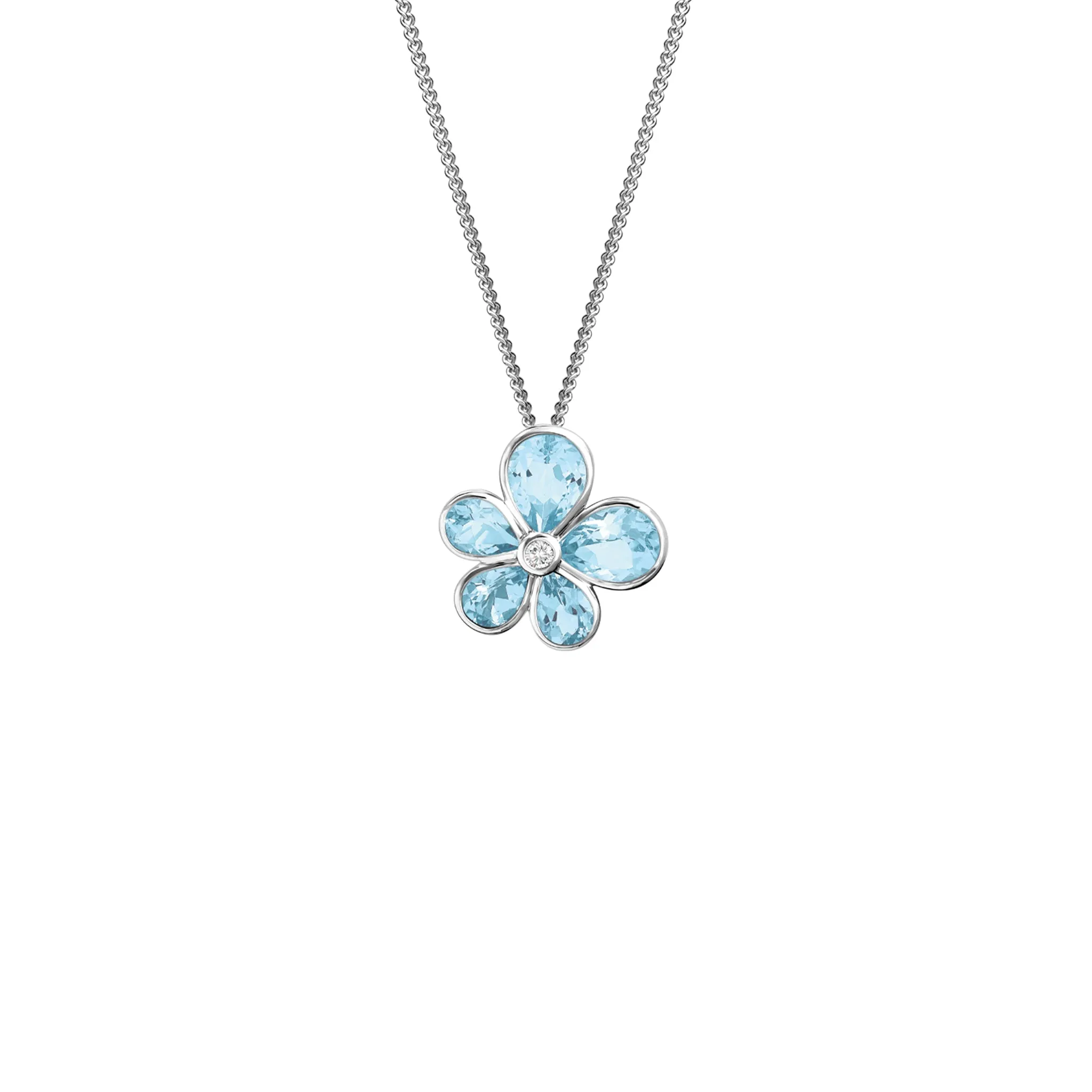 Viola Small Necklace Pendant White Gold - Blue Topaz & Diamond