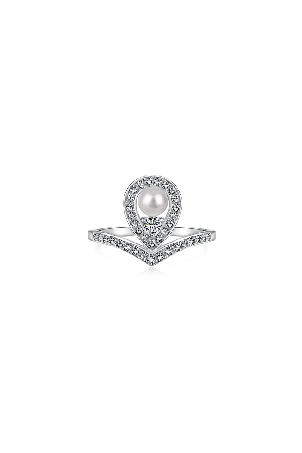 Waterdrop Pearl Crowning Love Wedding Jewelry Ring