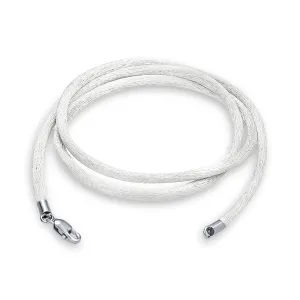 White Cream 1MM Satin Silk Cord Necklace for Men with Silver Lobster Claw