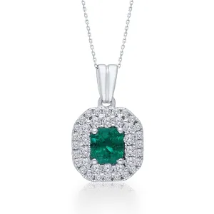 White Gold Emerald & Diamond Heirloom Pendant