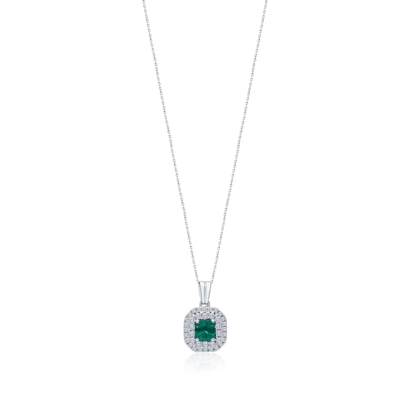 White Gold Emerald & Diamond Heirloom Pendant