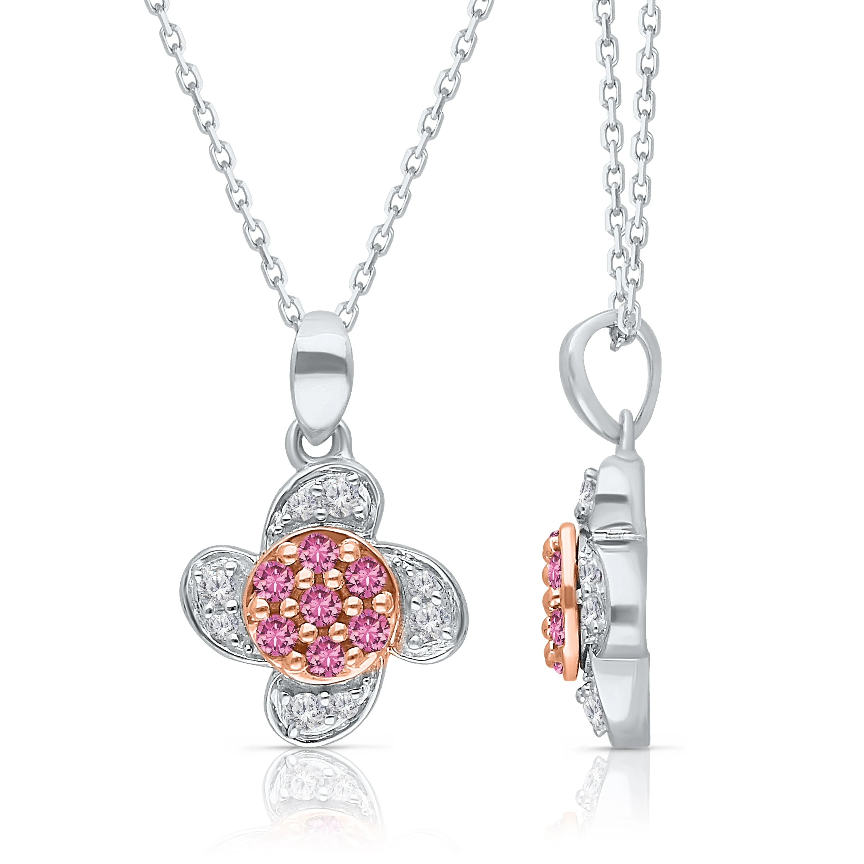 White Gold Pink Sapphire & Diamond Heirloom Pendant