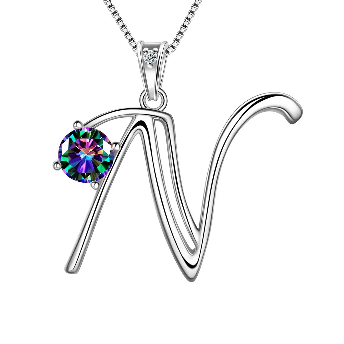 Women Initial N Letter Pendant Necklace Girl Name Jewelry Gift 925 Sterling Silver