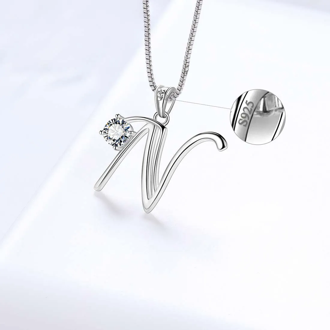 Women Initial N Letter Pendant Necklace Girl Name Jewelry Gift 925 Sterling Silver