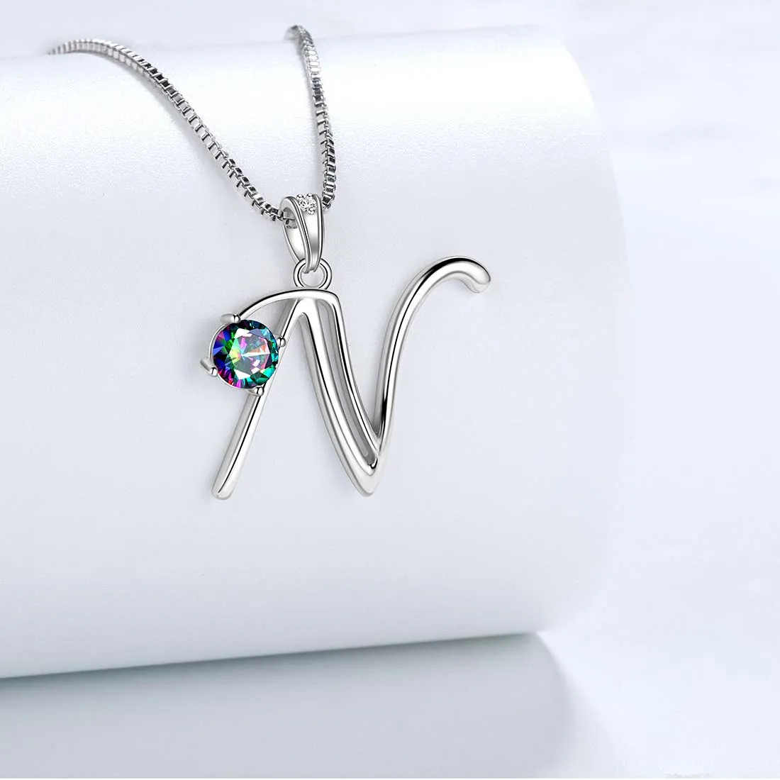 Women Initial N Letter Pendant Necklace Girl Name Jewelry Gift 925 Sterling Silver