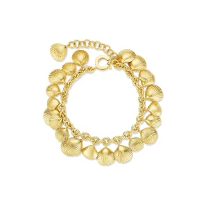 Yellow Gold Shell Charm Bracelet