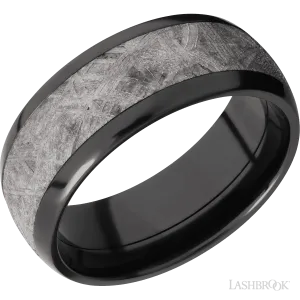 Zirconium with Polish Finish and Meteorite Inlay - 8MM